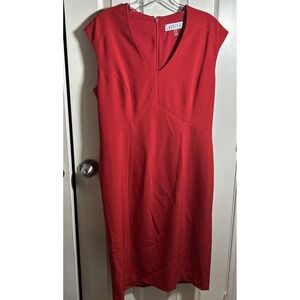 Kasper Red Vneck Dress Size 10 -‎ Women's Work Dresses